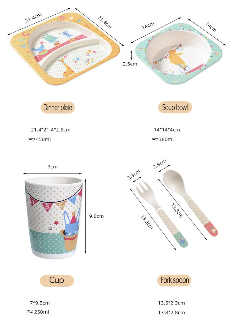 Bamboo Fiber Children's Tableware Set